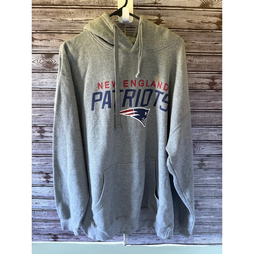 Textisle Men's New England Patriots NFL Hooded Sweatshirt Size 2X Gray Pullover